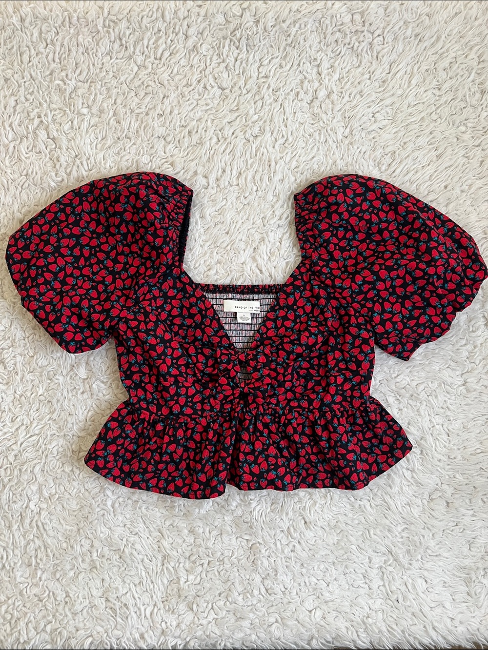 Band of the Free Strawberry Crop Top BOHO Cottagecore